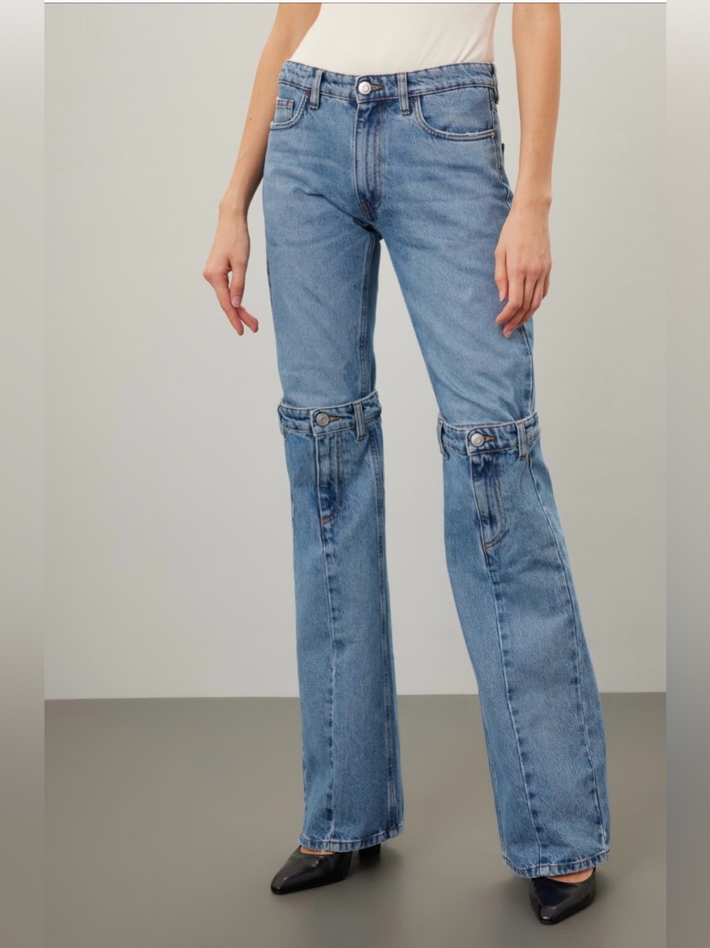 Coperni~Light Blue Open Knee Denim Jeans~Size 36 (US 4)~$750~